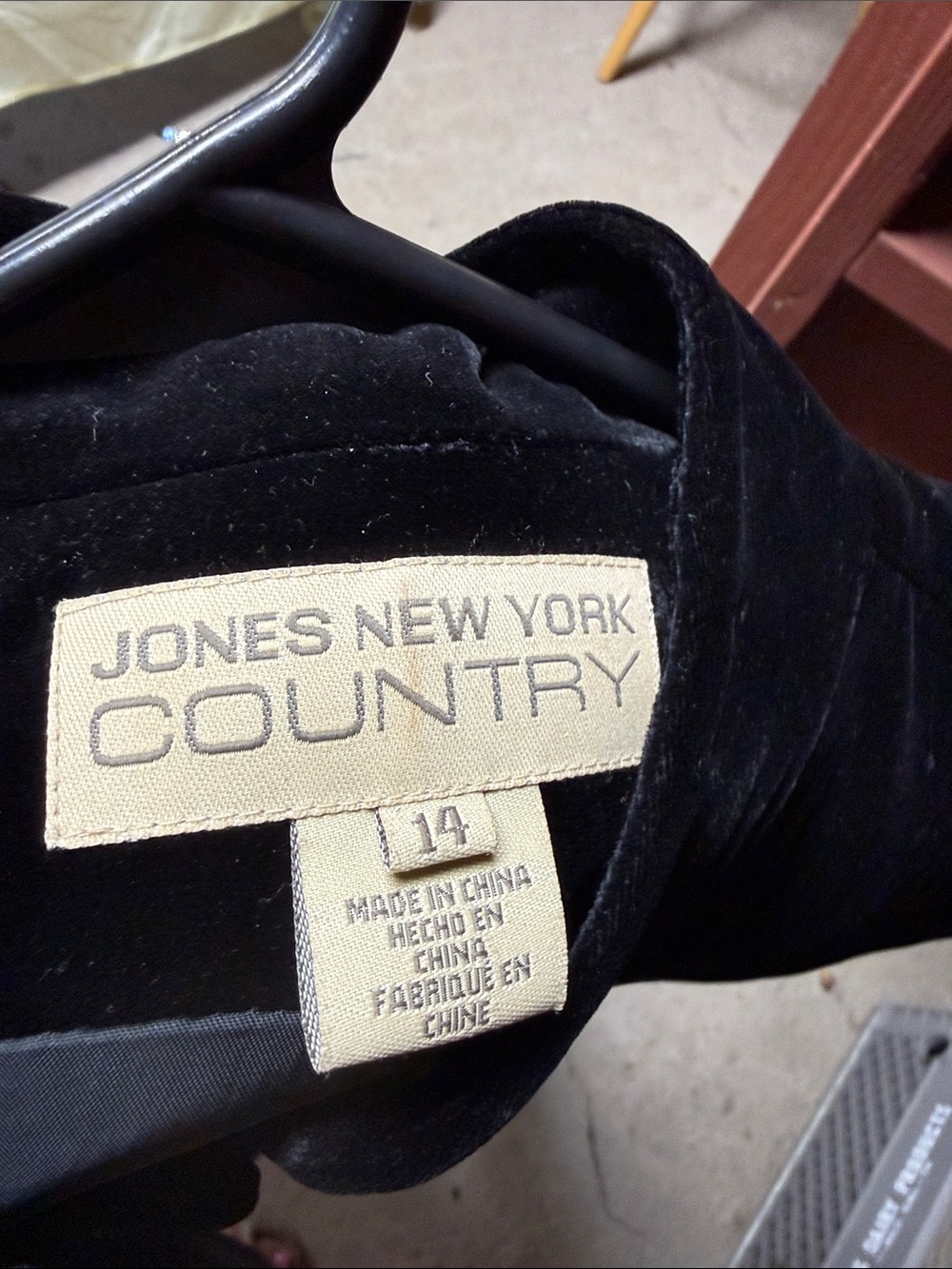 Jones New York Black Velvet Mandarin Collar Blazer - Picture 2 of 5